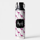 Donkere roze nevel met glans monogram Wat Waterfles (Voorkant)