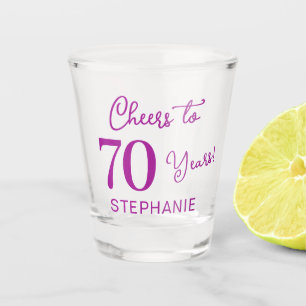 Donkere Roze Proost op 70 Jaar 70ste Verjaardag Shot Glas