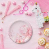 Donkere roze schelp papieren bordje (Feest)