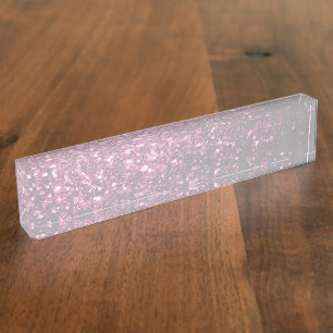 Donkere roze vlek met glanzend glitter naambordje