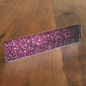 Donkere roze vlek met glanzend glitter naambordje (Zijkant)