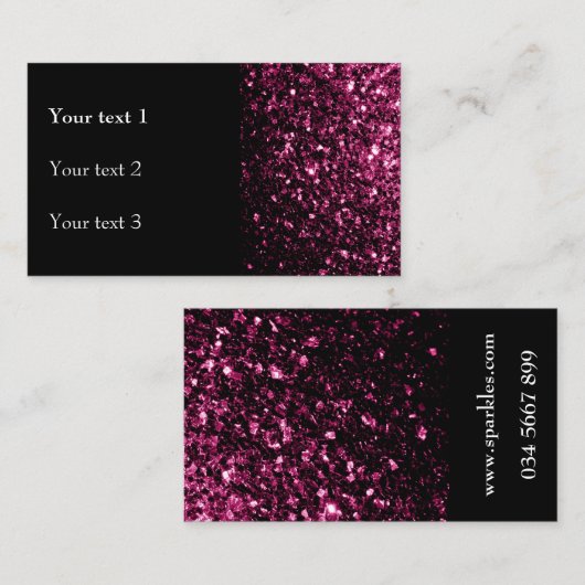 Donkere roze vlek met glanzend glitter sparkles en visitekaartje (Voorkant / Achterkant)