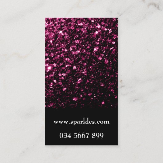 Donkere roze vlek met glanzend glitter sparkles en visitekaartje (Achterkant)