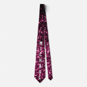 Donkere roze vleugje met glans Jouw naam 2 Stropdas (Voorkant)