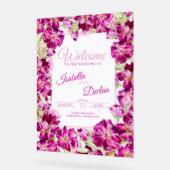 Donkere roze waterverf bruiloft welkom acryl bord (Hoek)