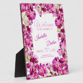 Donkere roze waterverf bruiloft welkom fotoplaat (Zijkant)