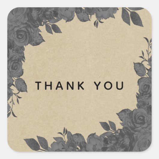  donkere Rozen en kraftweddenschappen Vierkante Sticker (Voorkant)
