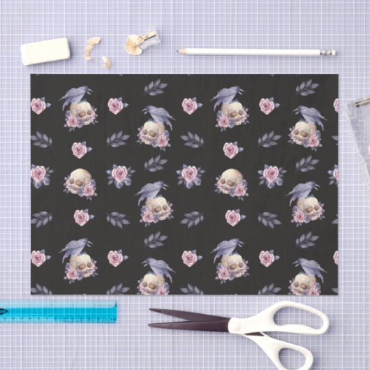 Donkere Rozen, geweven Skulls Halloween-weefselpap Tissuepapier (Craft)
