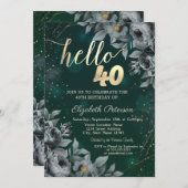 Donkere Rozen Groen 40e Verjaardag Kaart (Voorkant / Achterkant)