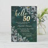 Donkere Rozen Groen 50ste Verjaardag Kaart (Staand voorkant)