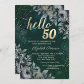 Donkere Rozen Groen 50ste Verjaardag Kaart (Voorkant / Achterkant)