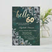 Donkere Rozen Groen 60e Verjaardag Kaart (Staand voorkant)