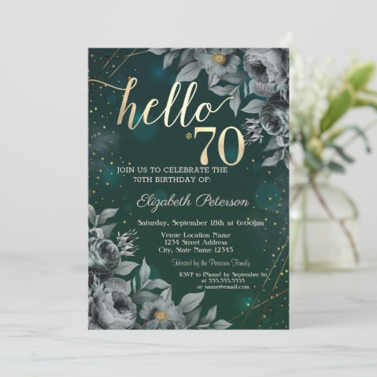 Donkere Rozen Groen 70e Verjaardag Kaart (Staand voorkant)