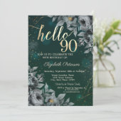 Donkere Rozen Groen 90ste Verjaardag Kaart (Staand voorkant)