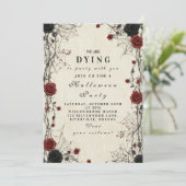 Donkere Rozen & Spinnenwebben Halloween Nacht Kaart (Staand voorkant)