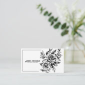 Donkere Rozen Twee Zwart-Wit Tattoo Artiest Visitekaartje (Staand voorkant)