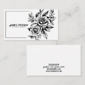 Donkere Rozen Twee Zwart-Wit Tattoo Artiest Visitekaartje (Voorkant / Achterkant)