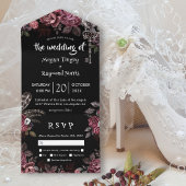 Donkere Rozen Zwart Bloemen Gotische bruiloft All In One Uitnodiging