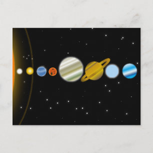 Donkere ruimte met kleurrijke planeten Fantasy Briefkaart