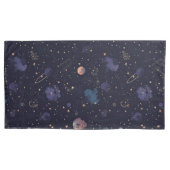 Donkere ruimte planeten sterren nevel patroon kussensloop (Voorkant-Links)