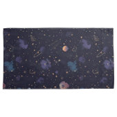 Donkere ruimte planeten sterren nevel patroon kussensloop (Voorkant-Rechts)