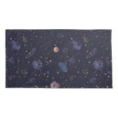 Donkere ruimte planeten sterren nevel patroon kussensloop (Achterkant-Links)