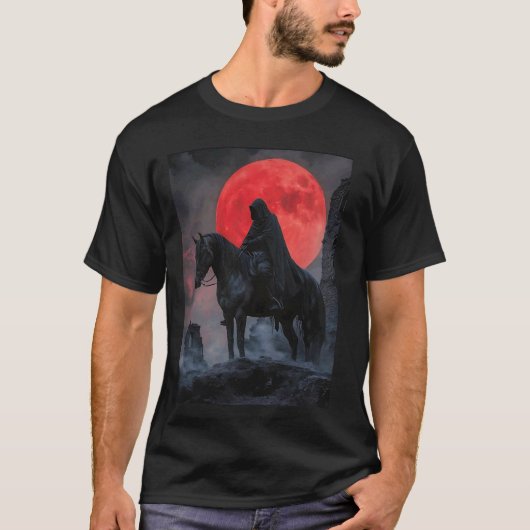 Donkere ruiter rode maan t-shirt (Voorkant)