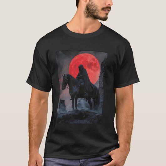 Donkere ruiter rode maan t-shirt (Voorkant)