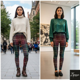 Donkere ruitklassieker tartan groen rood leggings