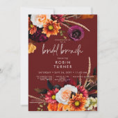 Donkere Russet Boho Bloemen Roest Bridal Brunch Kaart (Voorkant)