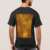 Donkere Rust slaapt nooit T-shirt (Achterkant)