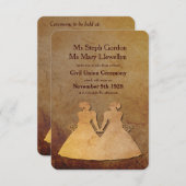 Donkere Rustic Lesbian Wedding Invitation Kaart (Voorkant / Achterkant)