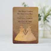 Donkere Rustic Lesbian Wedding Invitation Kaart (Staand voorkant)