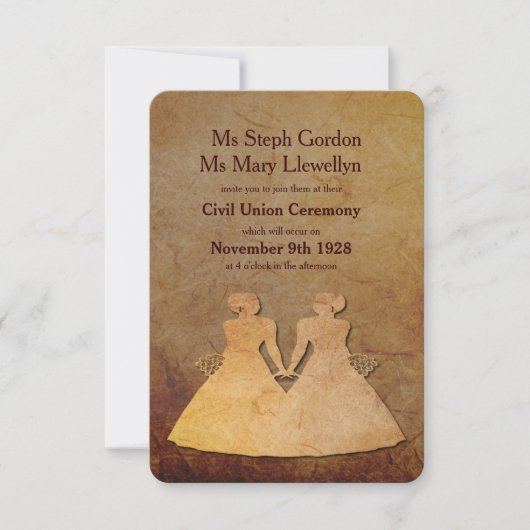 Donkere Rustic Lesbian Wedding Invitation Kaart (Voorkant)