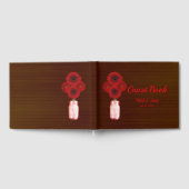 Donkere Rustic Red Floral Mason Jar Wedding Gastenboek (Volledig)