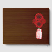 Donkere Rustic Red Floral Mason Jar Wedding Gastenboek (Achterkant)