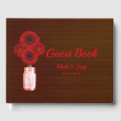 Donkere Rustic Red Floral Mason Jar Wedding Gastenboek (Voorkant)