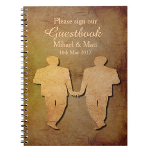 Donkere Rustic  Texture Gay Wedding Guestbook Notitieboek