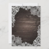 Donkere Rustic Wood & Elegant Lace Wedding Invitat Kaart (Achterkant)