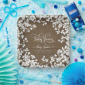 Donkere Rustic Wood Script Babys BreatBaby shower Papieren Bordje (Feest)