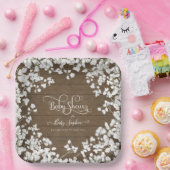 Donkere Rustic Wood Script Babys BreatBaby shower Papieren Bordje (Feest)