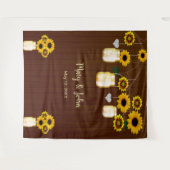 Donkere Rustic Yellow Floral Mason Jar foto achter Wandkleed (Voorkant (horizontaal))