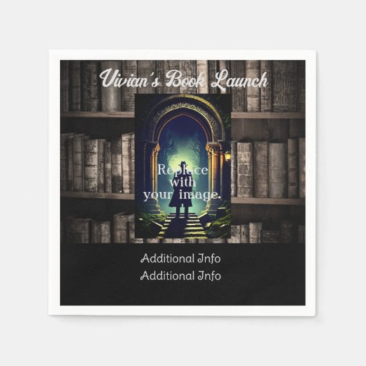 Donkere rustieke Boekenplanken Achtergrond Servet (Voorkant)