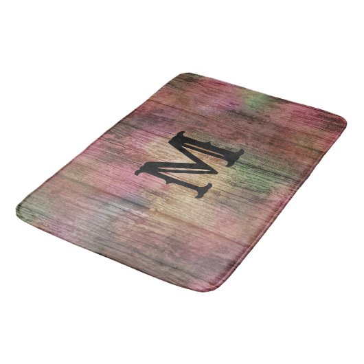 Donkere rustieke Cranberry en Sage Boho Patroon Badmat (Gekanteld)