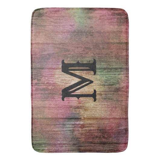 Donkere rustieke Cranberry en Sage Boho Patroon Badmat (Voorkant Verticaal)