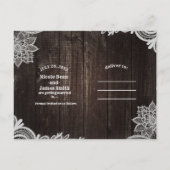 Donkere Rustieke Hout & Elegante Kant Save The Dat Aankondigingskaart (Achterkant)