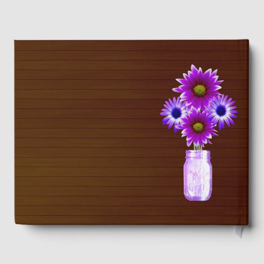 Donkere Rustische Paarse Floral Mason Jar Wedding Gastenboek (Achterkant)