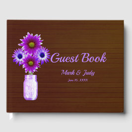 Donkere Rustische Paarse Floral Mason Jar Wedding Gastenboek