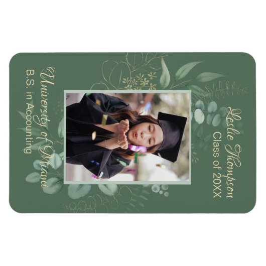 Donkere Sage Green Botanical Afstuderen Keepomwill Magneet (Horizontaal)