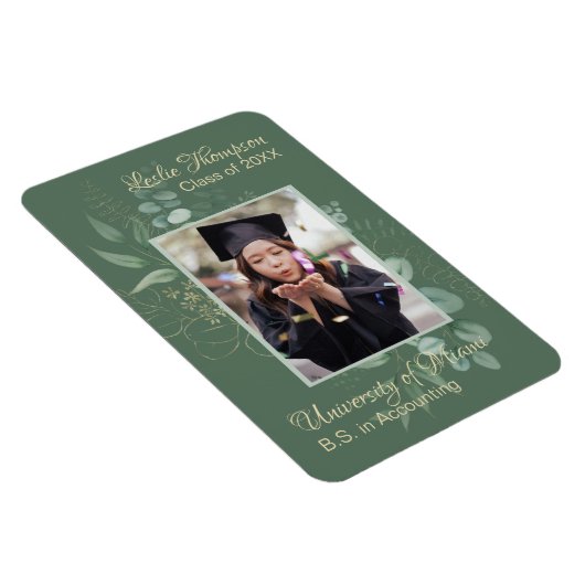 Donkere Sage Green Botanical Afstuderen Keepomwill Magneet (Rechterzijde)